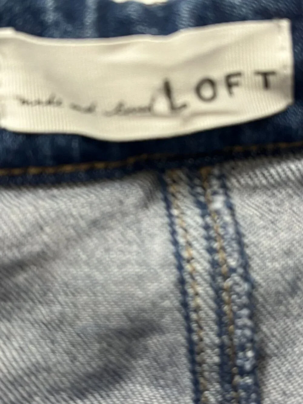 LOFT Denim Mini Skirt Womens 2 Blue Button Front Stretch Casual